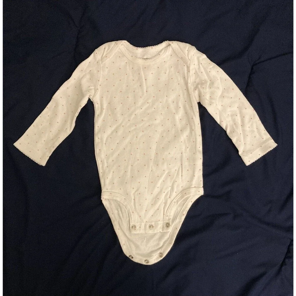 12 Months Carter’s baby girl clothes - long sleeve one piece | polka dot theme